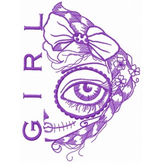 Sad girl one color embroidery design - Embroidery Design