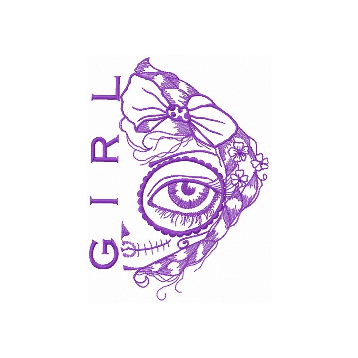 Sad girl one color embroidery design - Embroidery Design