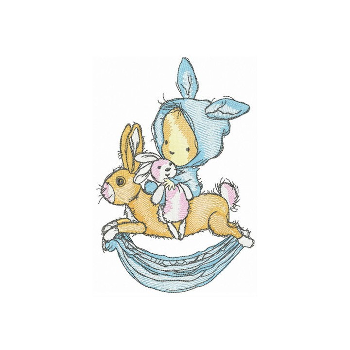 Bunnies are favourite toys embroidery design - Embroidery Design