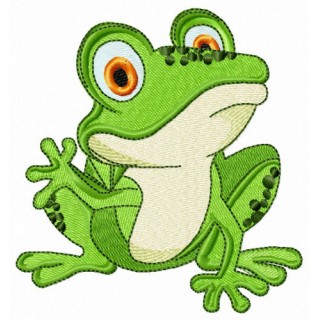 Frog waving paw embroidery design - Embroidery Design