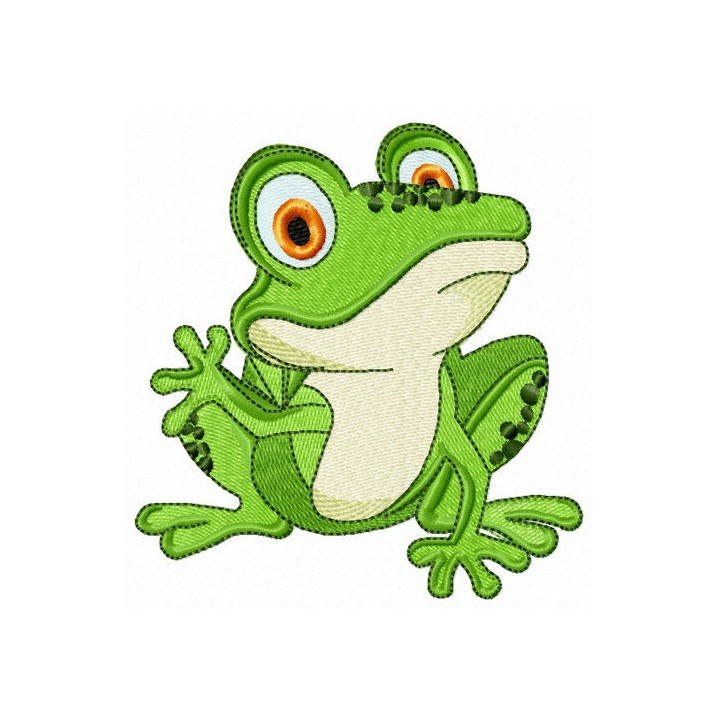 Frog waving paw embroidery design - Embroidery Design