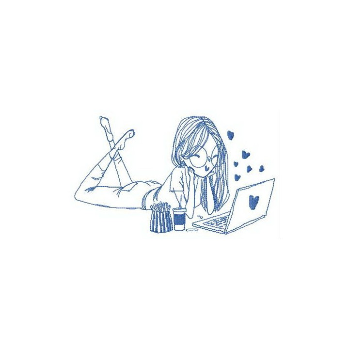 Evening in front of notebook embroidery design - Embroidery Design