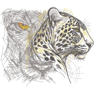 Two big cats embroidery design - Embroidery Design