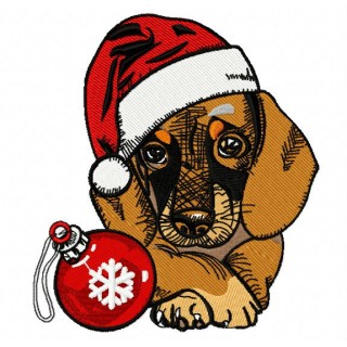 Christmas dachshund 2 embroidery design - Embroidery Design