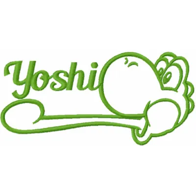 Funny Yoshi embroidery design preview showing colorful stitched pattern for embroidery machines