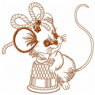 Thoughtful mouse embroidery design - Embroidery Design