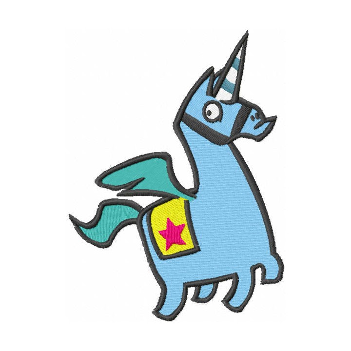 Fontnite llama unicorn embroidery design - Embroidery Design