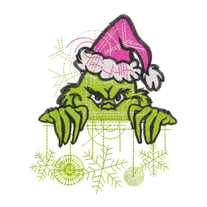Grinch with Christmas toys embroidery design - Embroidery Design