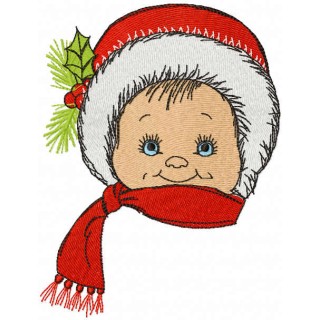 Christmas boy with red scarf embroidery design - Embroidery Design