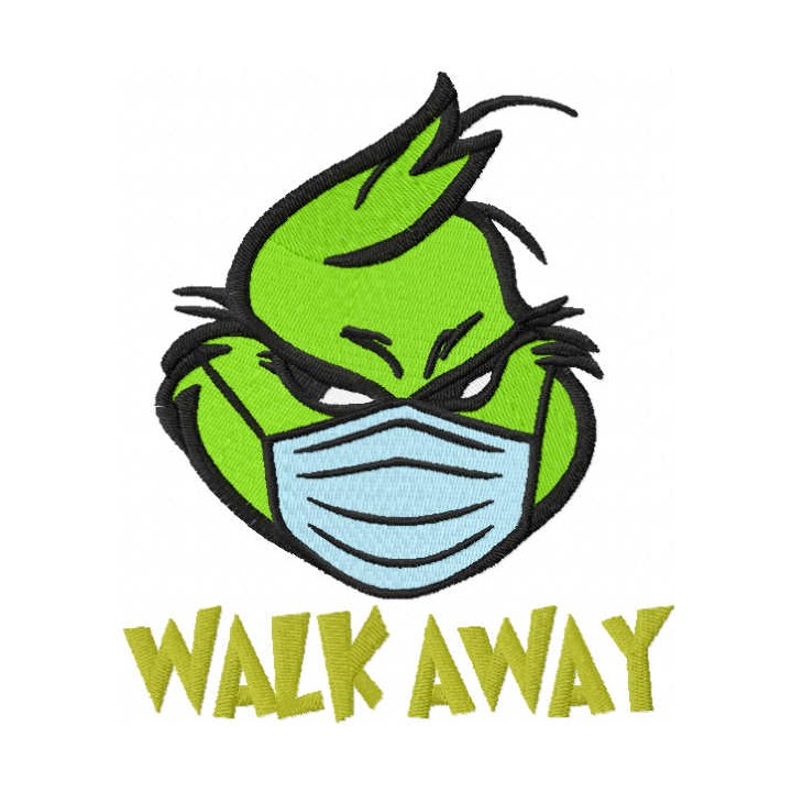 Grinch walk away embroidery design - Embroidery Design