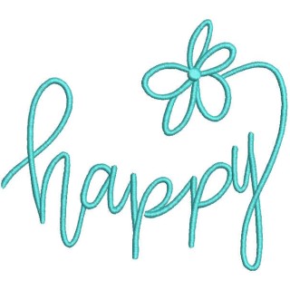 Happy inscription embroidery design - Embroidery Design