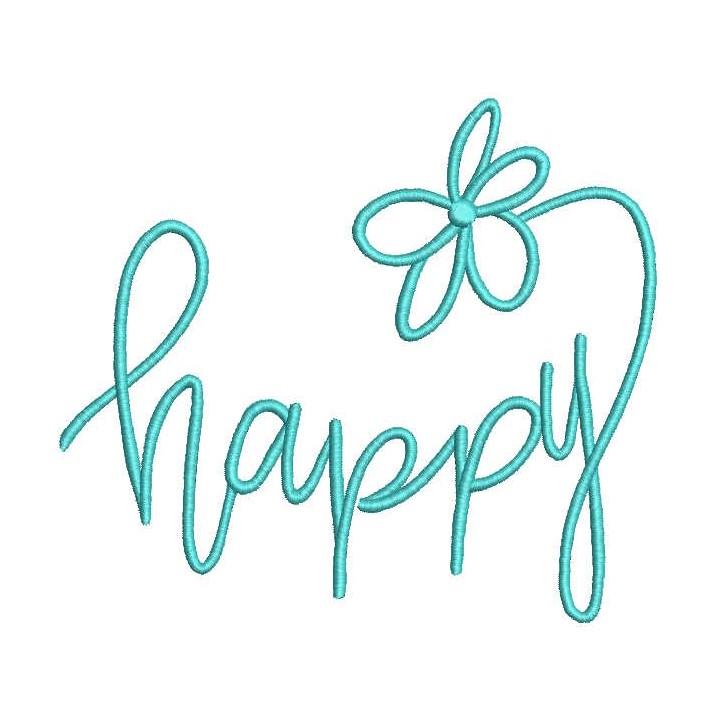 Happy inscription embroidery design - Embroidery Design