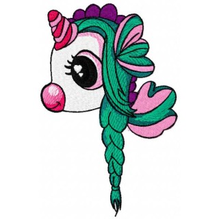 Baby girl unicorn braid embroidery design - Embroidery Design