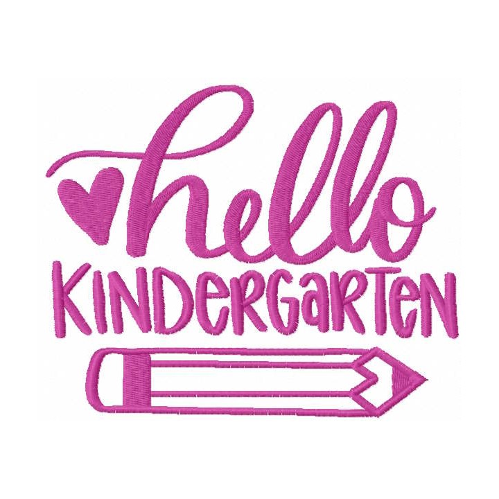 Hello kindergarten pencil embroidery design - Embroidery Design