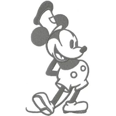 Retro Mickey Mouse one-color embroidery design preview