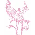 Ballerina dressing pointe shoes one colored embroidery design preview