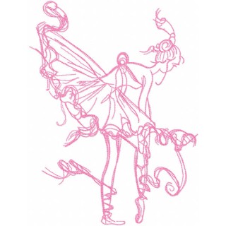 Ballerina dressing pointe one colored embroidery design - Embroidery Design
