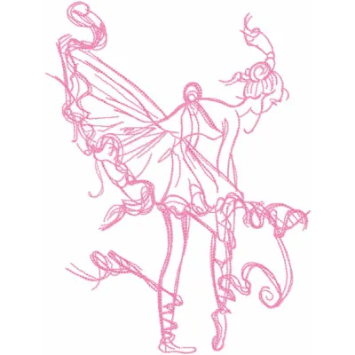 Ballerina dressing pointe shoes one colored embroidery design preview