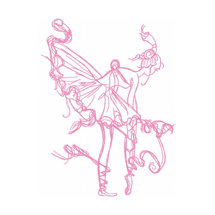 Ballerina dressing pointe one colored embroidery design - Embroidery Design