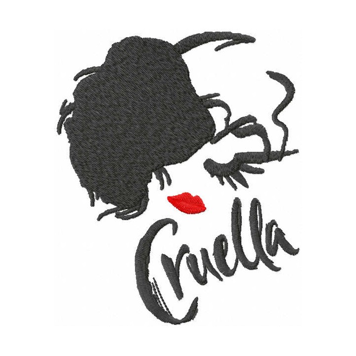 Modern cruella embroidery design - Embroidery Design
