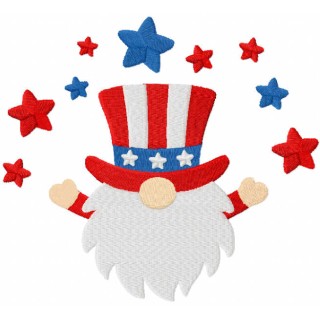 4th of july gnome embroidery design - Embroidery Design