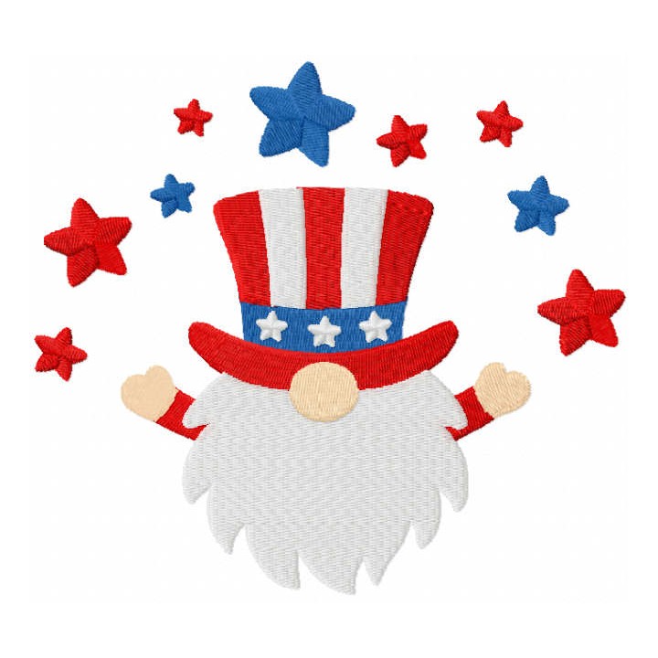 4th of july gnome embroidery design - Embroidery Design