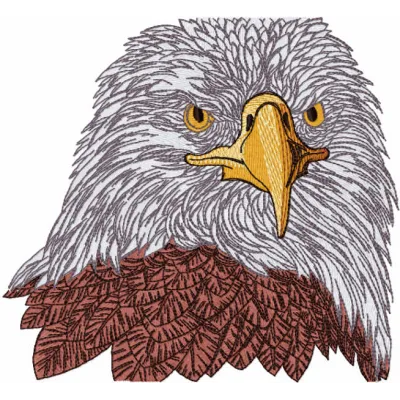 White eagle embroidery design with detailed wing stitching and proud head positioning