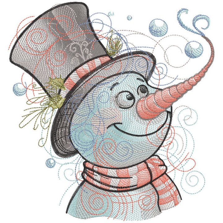 Snowman carrot nose embroidery design - Embroidery Design