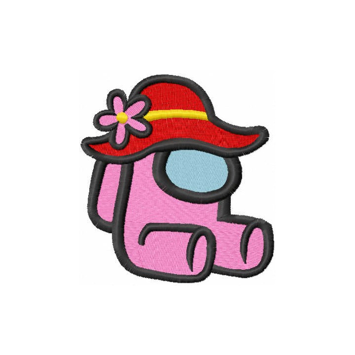 Among us with summer hat embroidery design - Embroidery Design