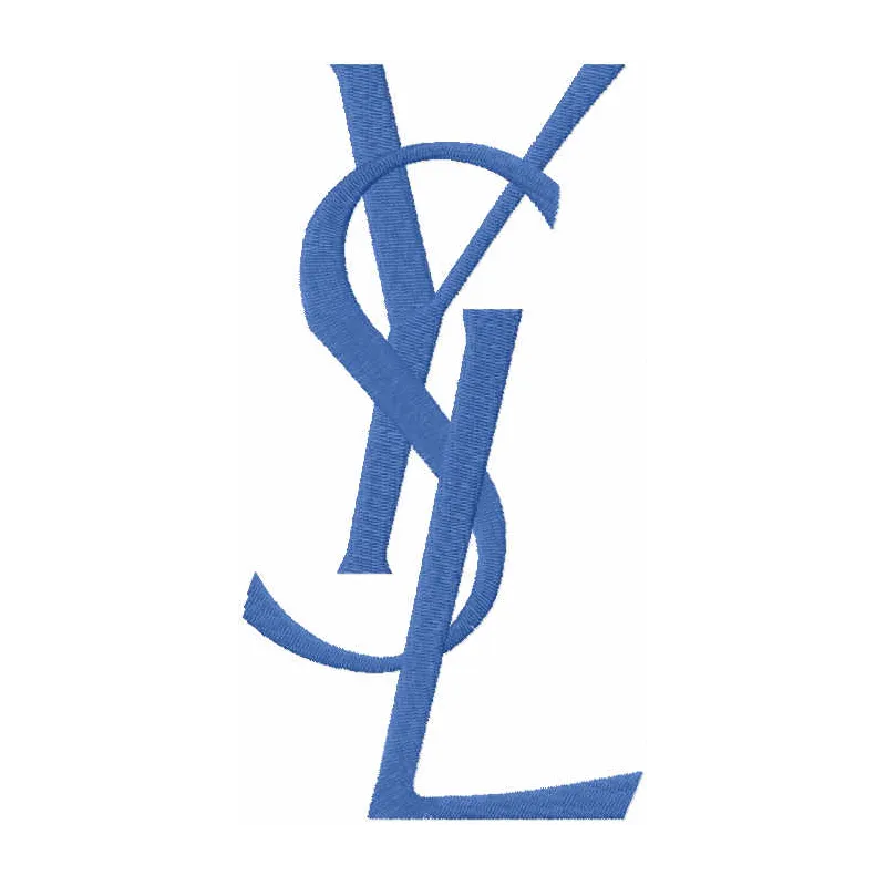 Yves Saint Laurent logo embroidery design preview showing stitched YSL monogram pattern