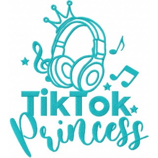Tik tok princess one colored embroidery design - Embroidery Design