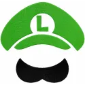 Luigi cap embroidery design preview showing green stitched character pattern