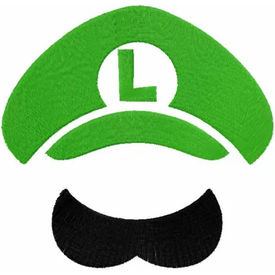 Luigi cap embroidery design preview showing green stitched character pattern