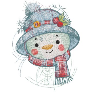 Bright snowman in a hat embroidery design - Embroidery Design