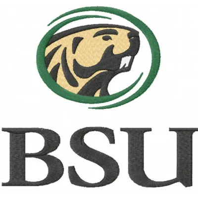 BSU logo embroidery design preview showing stitched college sports emblem