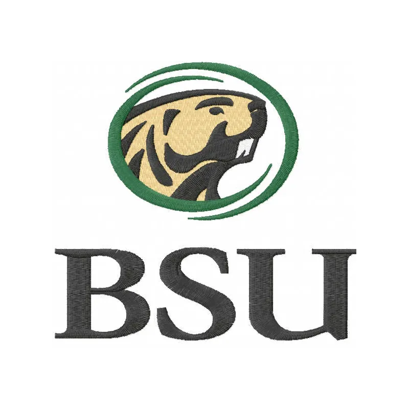 BSU logo embroidery design preview showing stitched college sports emblem