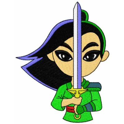 Young Raya with Sword Stitching Pattern