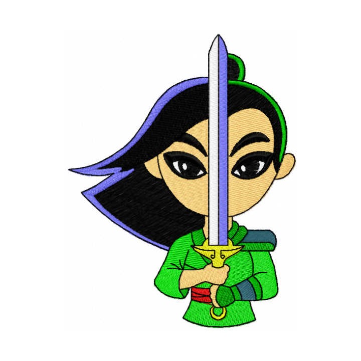 Young raya with sword embroidery design - Embroidery Design