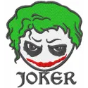 Chibi joker head embroidery design preview showing cute cartoon character stitching pattern