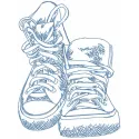 Cross shoes sketch embroidery design preview showing stitched athletic sneaker illustration