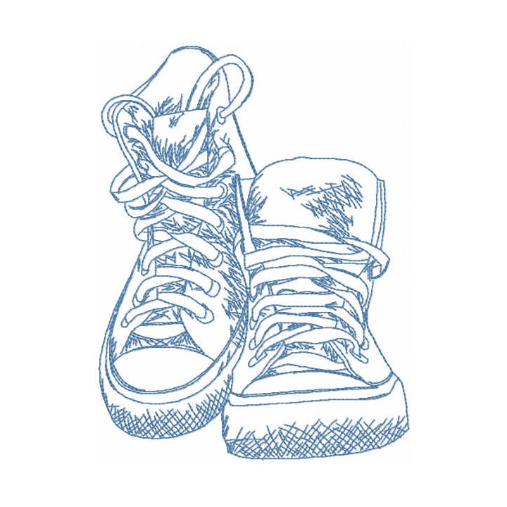 Cross shoes sketch embroidery design - Embroidery Design