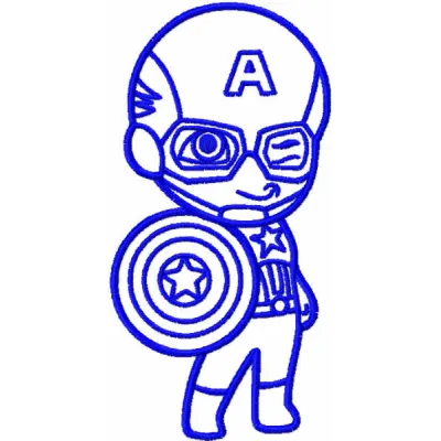 Captain America with shield one colored embroidery design preview