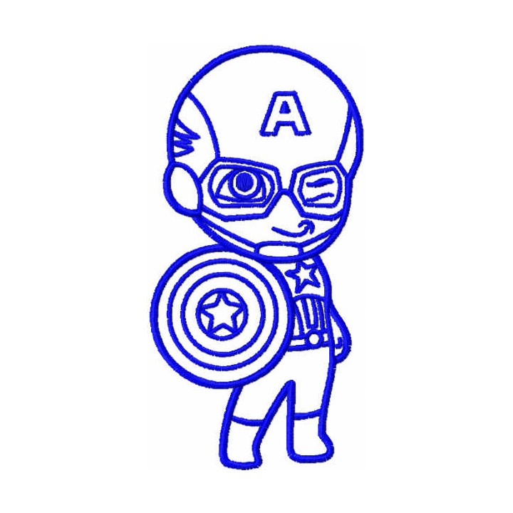Captain America with shield one colored embroidery design - Embroidery Design
