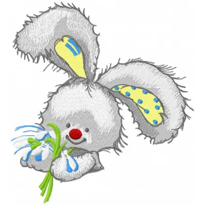 My snowdrops embroidery design featuring delicate bunny motifs with snowdrop flowers