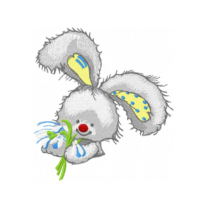 My snowdrops embroidery design featuring delicate bunny motifs with snowdrop flowers