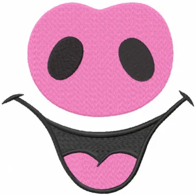 Pig face mask embroidery design preview showing stitched pig features