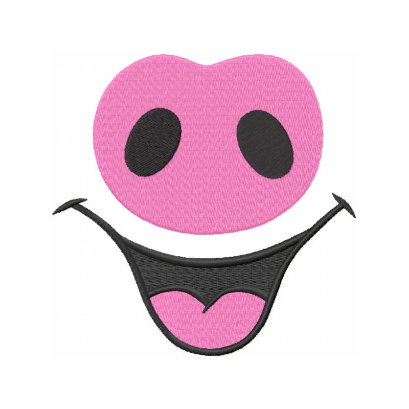 Pig face mask embroidery design preview showing stitched pig features