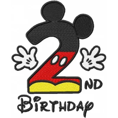 Second birthday Mickey embroidery design - Embroidery Design