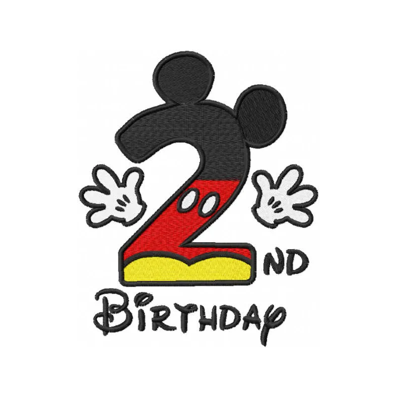 Second birthday Mickey embroidery design - Embroidery Design