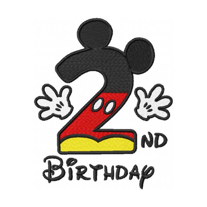 Second birthday Mickey embroidery design - Embroidery Design